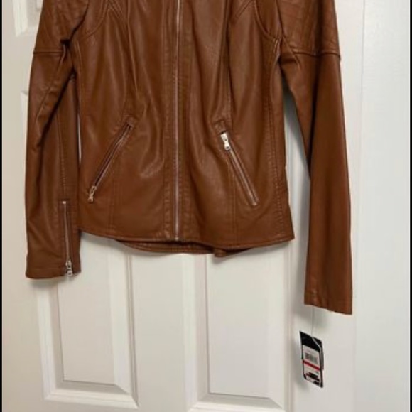 Brand new faux-Leather brown Guess jacket size XS - Picture 3 of 4